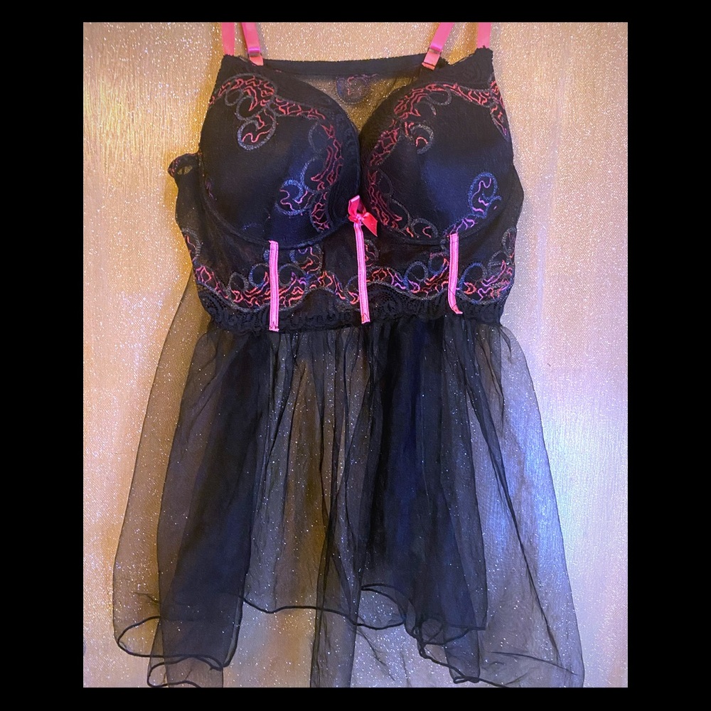 Black Fuchsia By Secret Lace Nighty